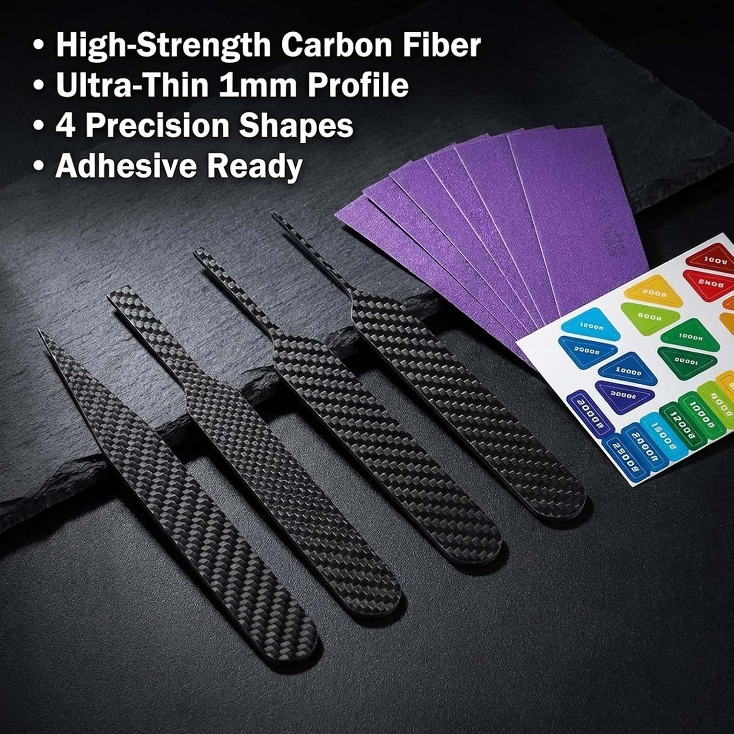4pcs Carbon Fiber Sanding Sticks,Model Hobby Making Tools,Rigid Detail Sanding Tools with 4 Assorted Shapes,Polishing Sanding Sticks for Sticky Sandpaper,Scale Models,3D Resin Parts,DIY Hobby Crafts