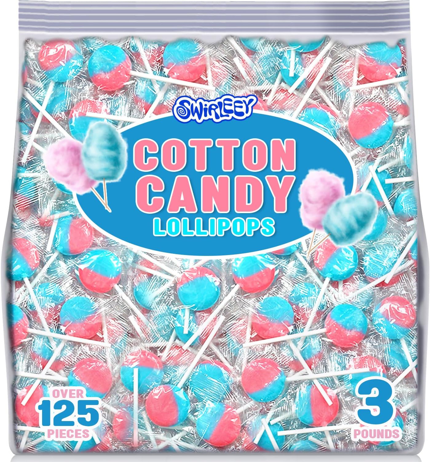 Pink and Blue Lollipops - 3 Pounds - Halloween Cotton Candy Suckers - Gender Reveal Candy Favors - Baby Shower Party