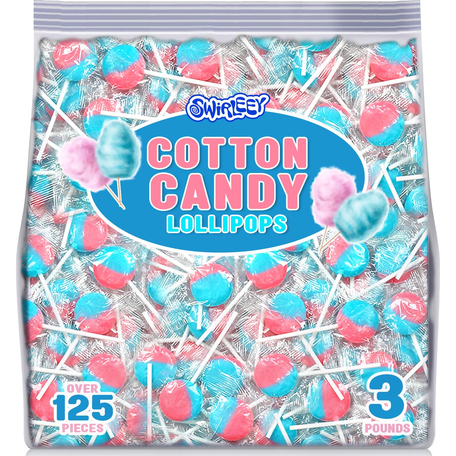 Pink and Blue Lollipops - 3 Pounds - Halloween Cotton Candy Suckers - Gender Reveal Candy Favors - Baby Shower Party