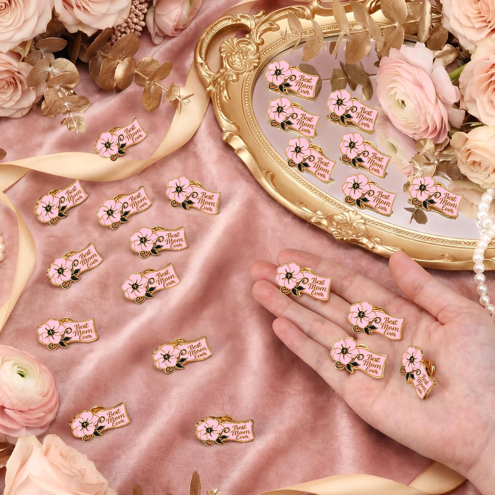 Tondiamo Broches de flores rosas para mujer, regalos para el día de la madre, regalo a granel para la iglesia y la madre, broche de solapa esmaltado, bonito accesorio de vestido para el día de la
