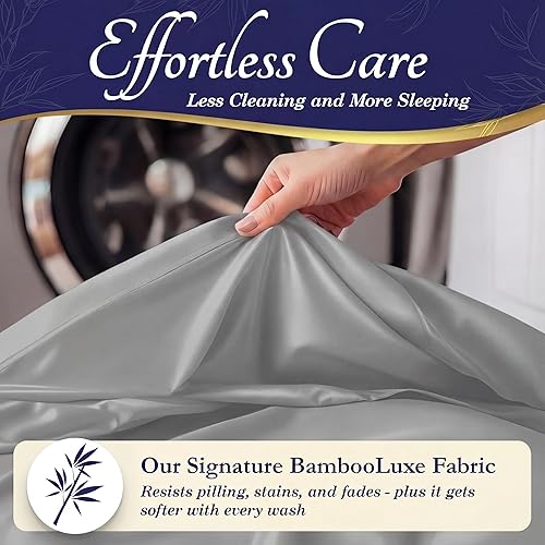 Miniatura 6 de DECOLURE - Sábanas de viscosa orgánica 100% derivada del bambú, tamaño queen, 4 piezas, ultrasuave, lujo refrescante, esquinas tipo bolsillos