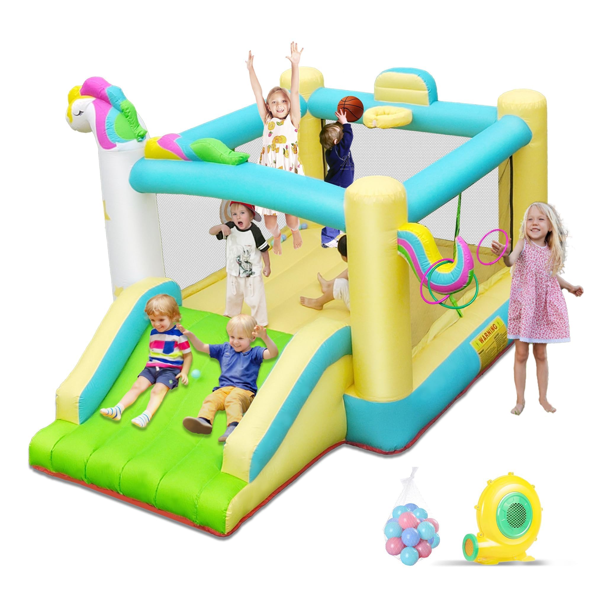Step4Fun Inflatable Bounce House,Bouncy Castle with Wide Slide for sale