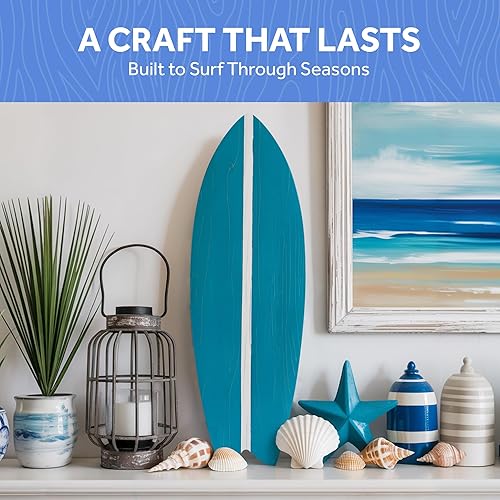 Miniatura 6 de Recorte para tabla de surf, 3-34 x 12 pulgadas, paquete de 1 artesanía de madera para pintar, recorte náutico de madera, recorte de madera para