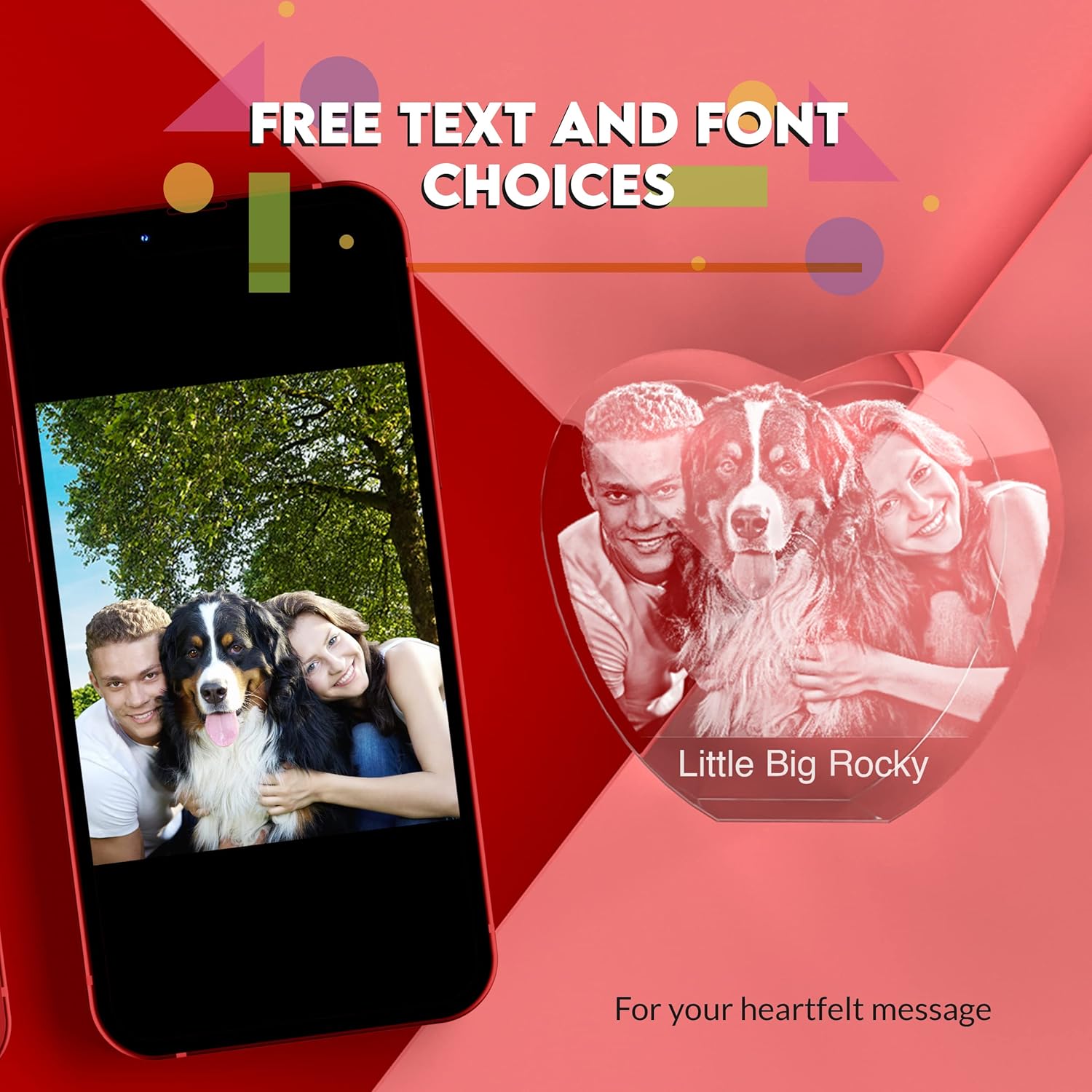 Crystal Clear Memories 3D Crystal Photo, Personalized Christmas Gift With Your Own Photo for Mom, Dad, Men, Women, 3D Laser Etched Picture, Engraved Inside The Heart Crystal, Customized Xmas Gifts