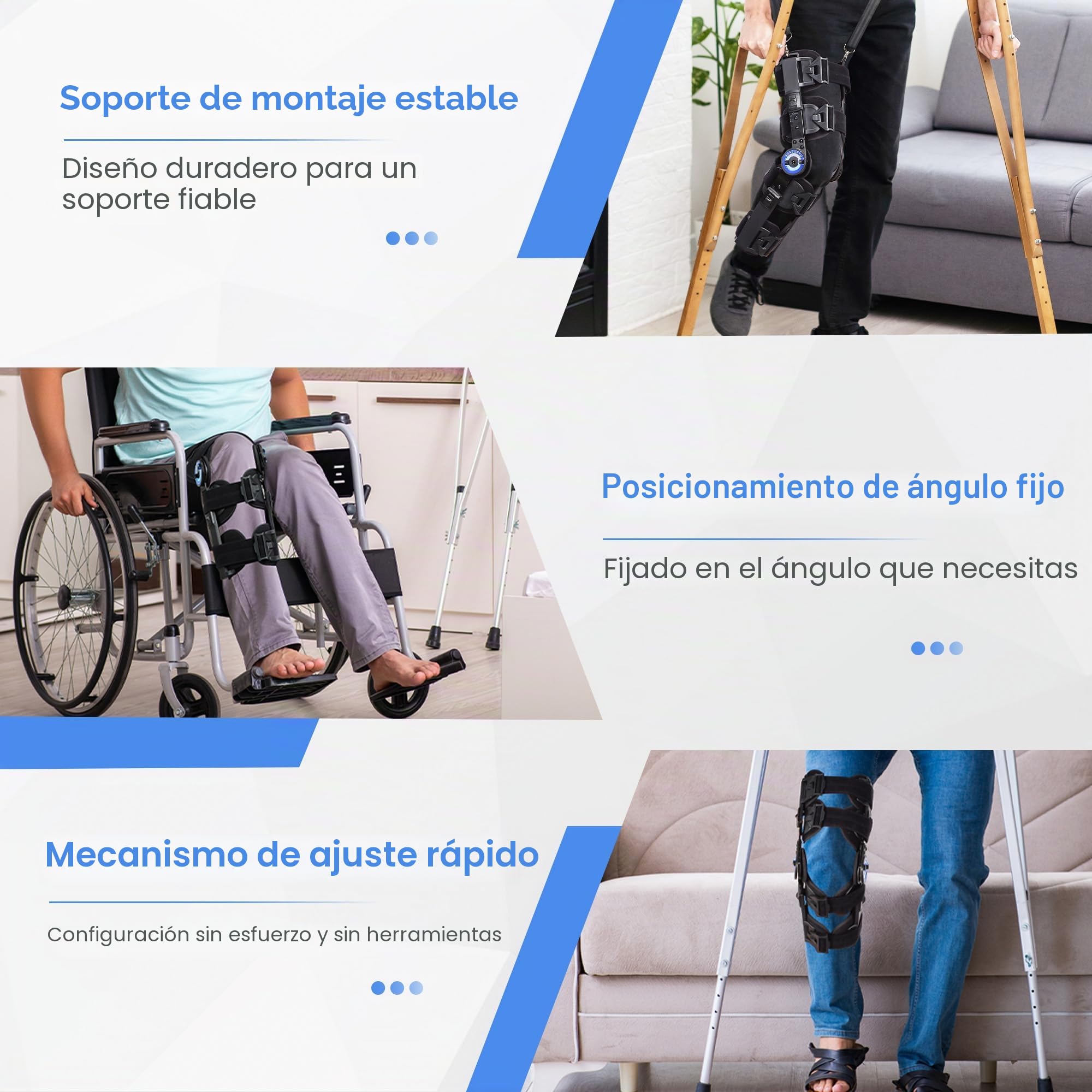 Rodillera con Bisagras Poste OP Inmovilizador de Rodilla Tirantes para Piernas Ortopédico Rótula Rodillera Inmovilizador de Rodilla Ortesis, Ajustable para Pierna Izquierda Derecha