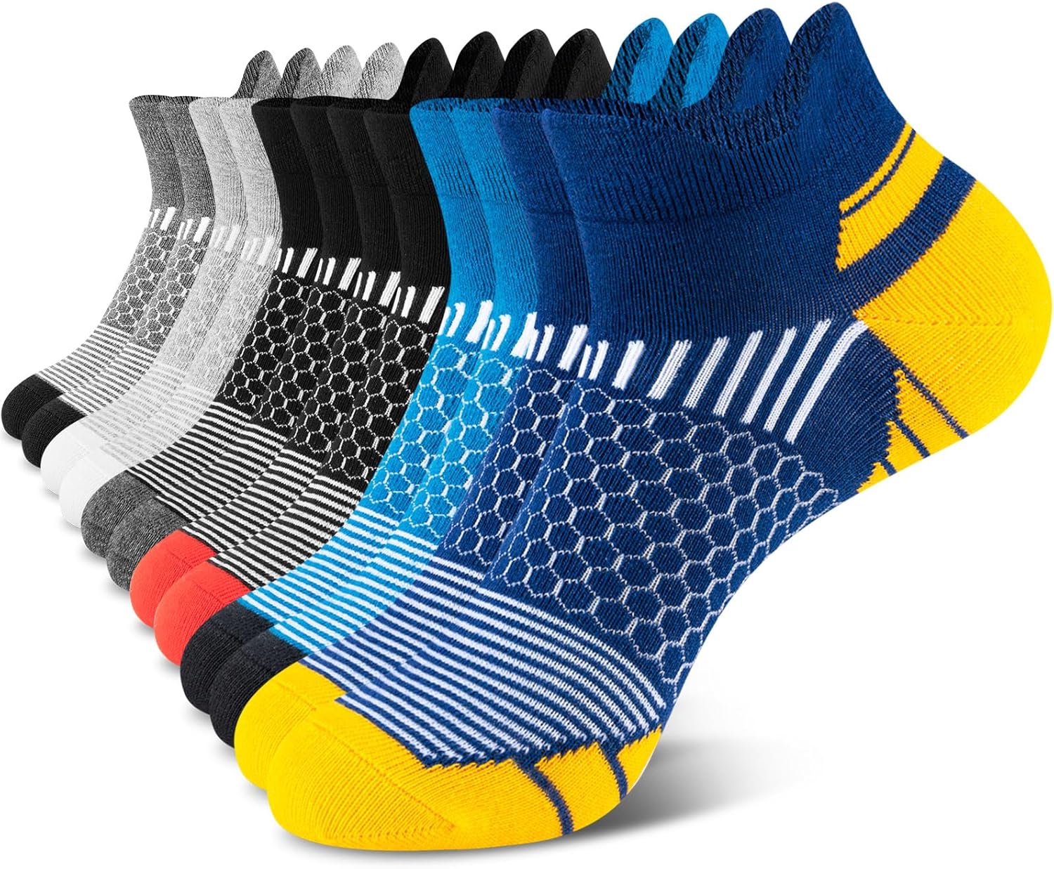 Niofind Mens Trainer Socks, Ankle Cushioned Running Socks, Cotton Low Cut Breathable Anti-Blister Socks for Sports Hiking Cycling Walking Multipack 6 Pairs