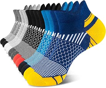 Socken Herren 43-46 37-42,Sneaker Socken Herren Sportsocken Atmungsaktive Gepolsterte Baumwolle Anti-Blasen Laufsocken für Sport Wandern Workout Fitness Gehen Radfahren Multipack 6 Paar