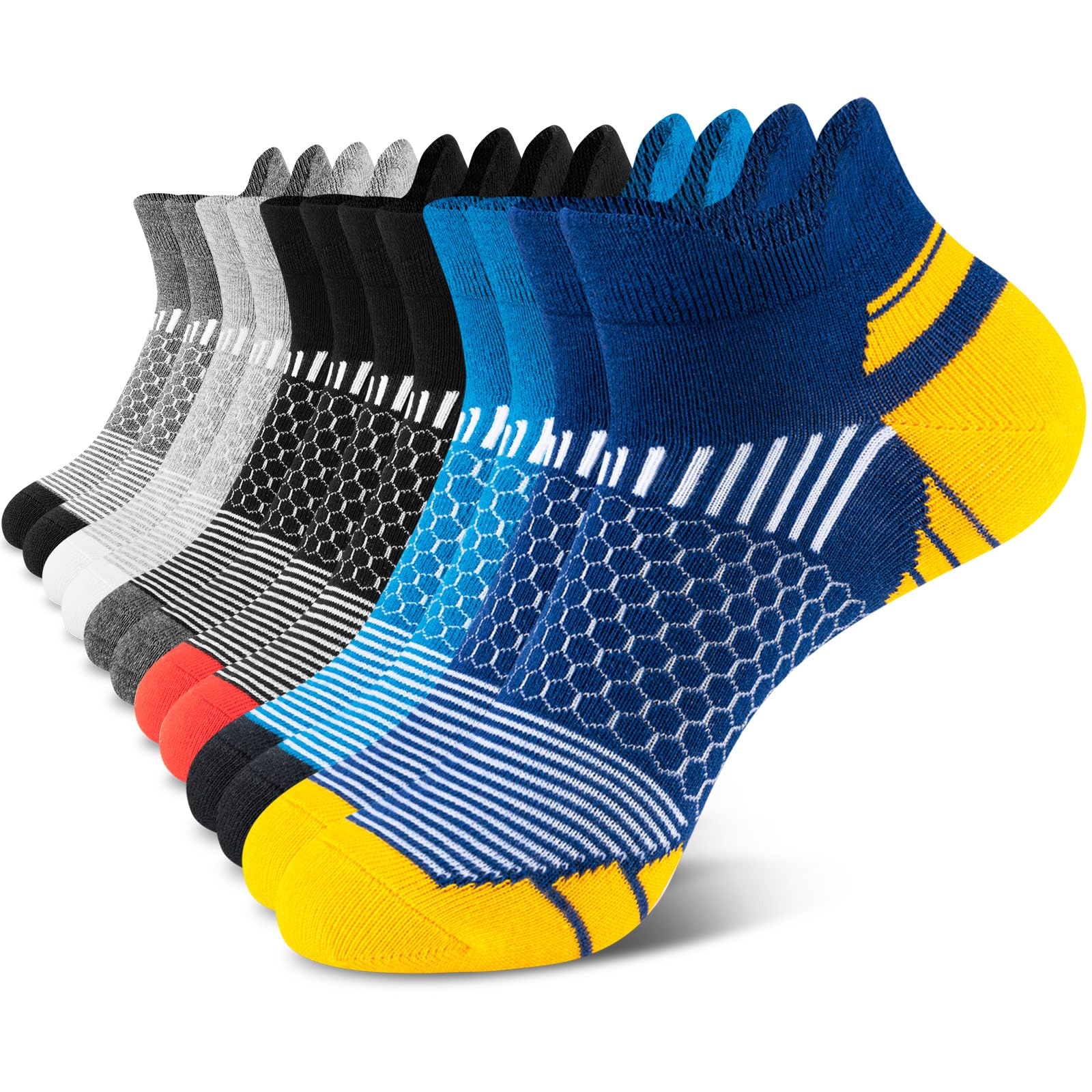 Niofind Socken Herren 43-46 37-42,Sneaker Socken Herren Sportsocken Atmungsaktive Gepolsterte Baumwolle Anti-Blasen Laufsocken für Sport Wandern Workout Fitness Gehen Radfahren Multipack 6 Paar