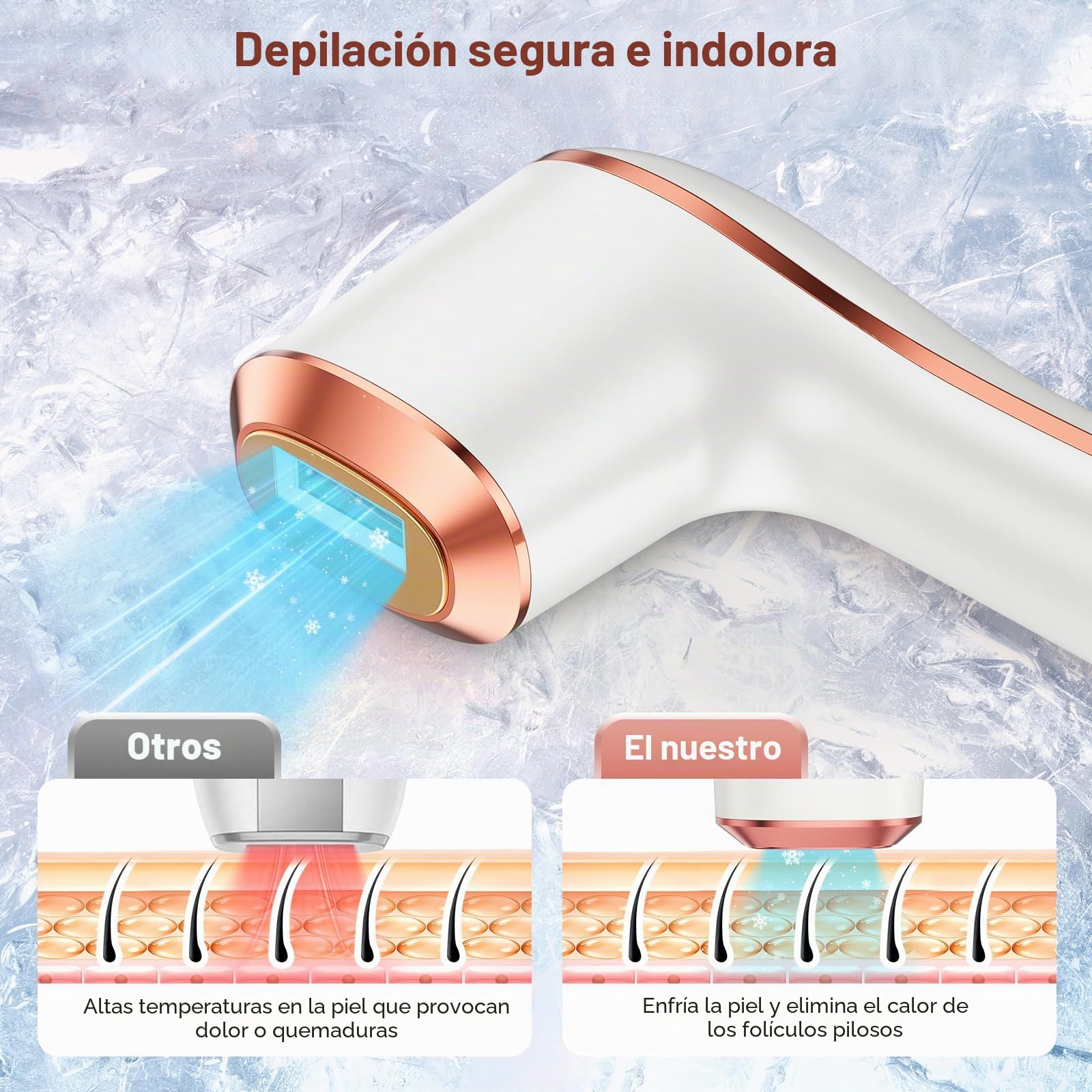 Depiladora Laser IPL con Función de Enfriamiento, 3 en 1 HR/RA/SC IPL Depiladora de Luz Pulsada, 9 Nivel de Energía Depilacion Laser Casa para Mujeres y Hombres Cara Cuerpo Bikini