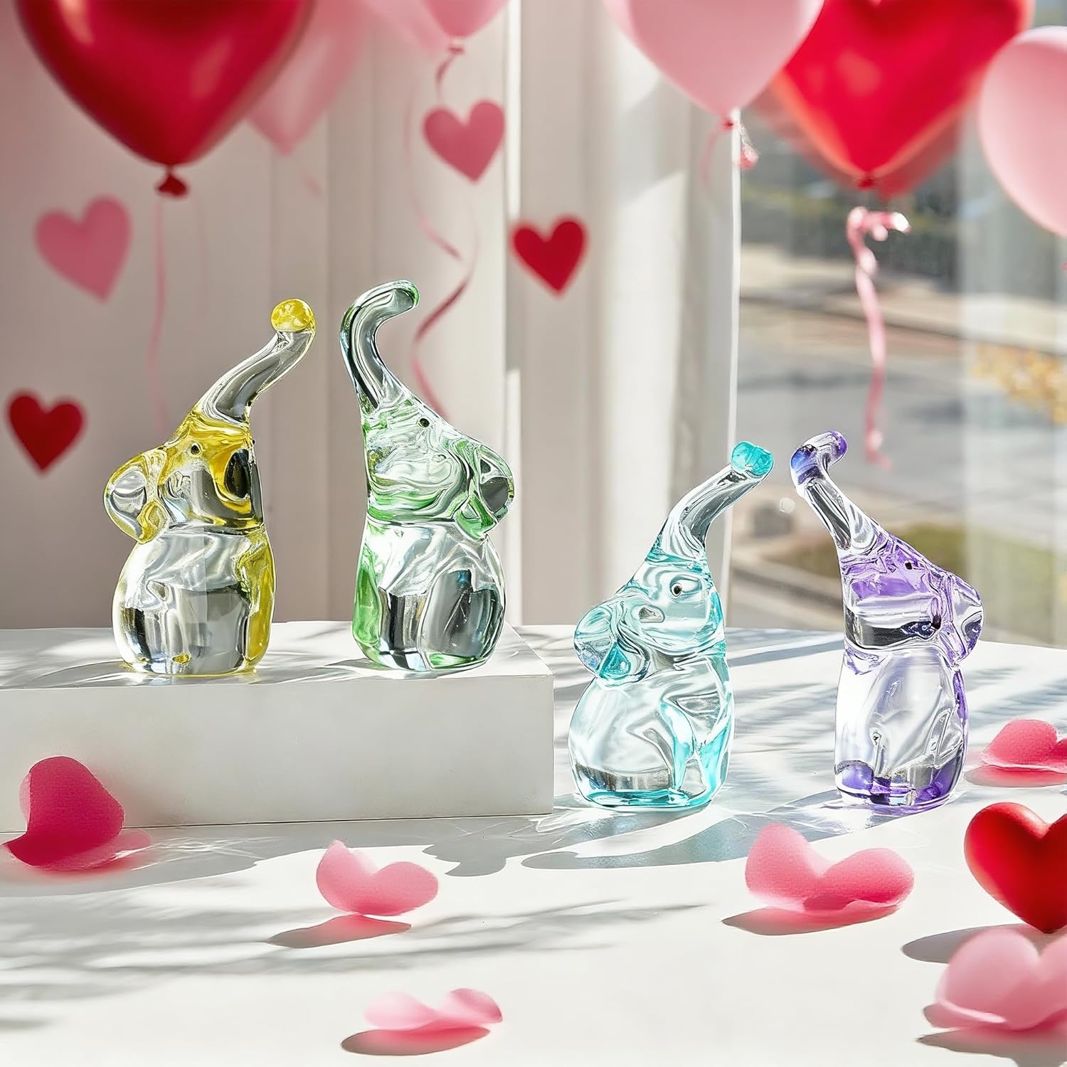 H&D HYALINE & DORA 4" H Loving Pair of Elephants in Blue & Purple Modern Glass Figurines Crystal Animal Figure Decoration Ornament Elephant in Love Gifts for Women - Image 9