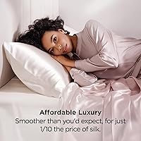 Vista 62 de Bedsure Fundas de almohada de satén, similares a las fundas de almohada de seda tamaño Queen, juego de 2, fundas de almohada para mujeres que