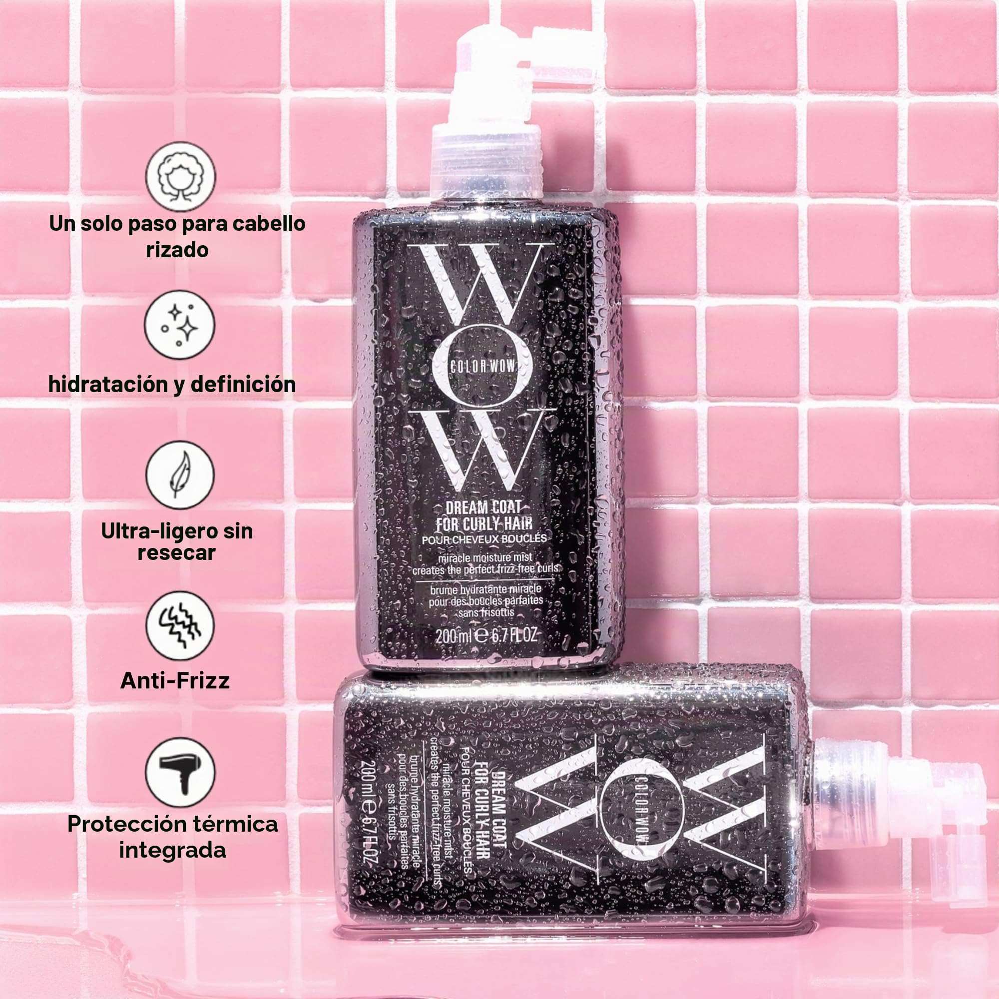 Color Wow Dream Coat Curly Hair Spray - Spray anti-encrespamiento para pelo rizado - Laca ultraligera para rizos perfectos - Larga duración y brillo - Producto de peinado para cabello rizado - 200 ml