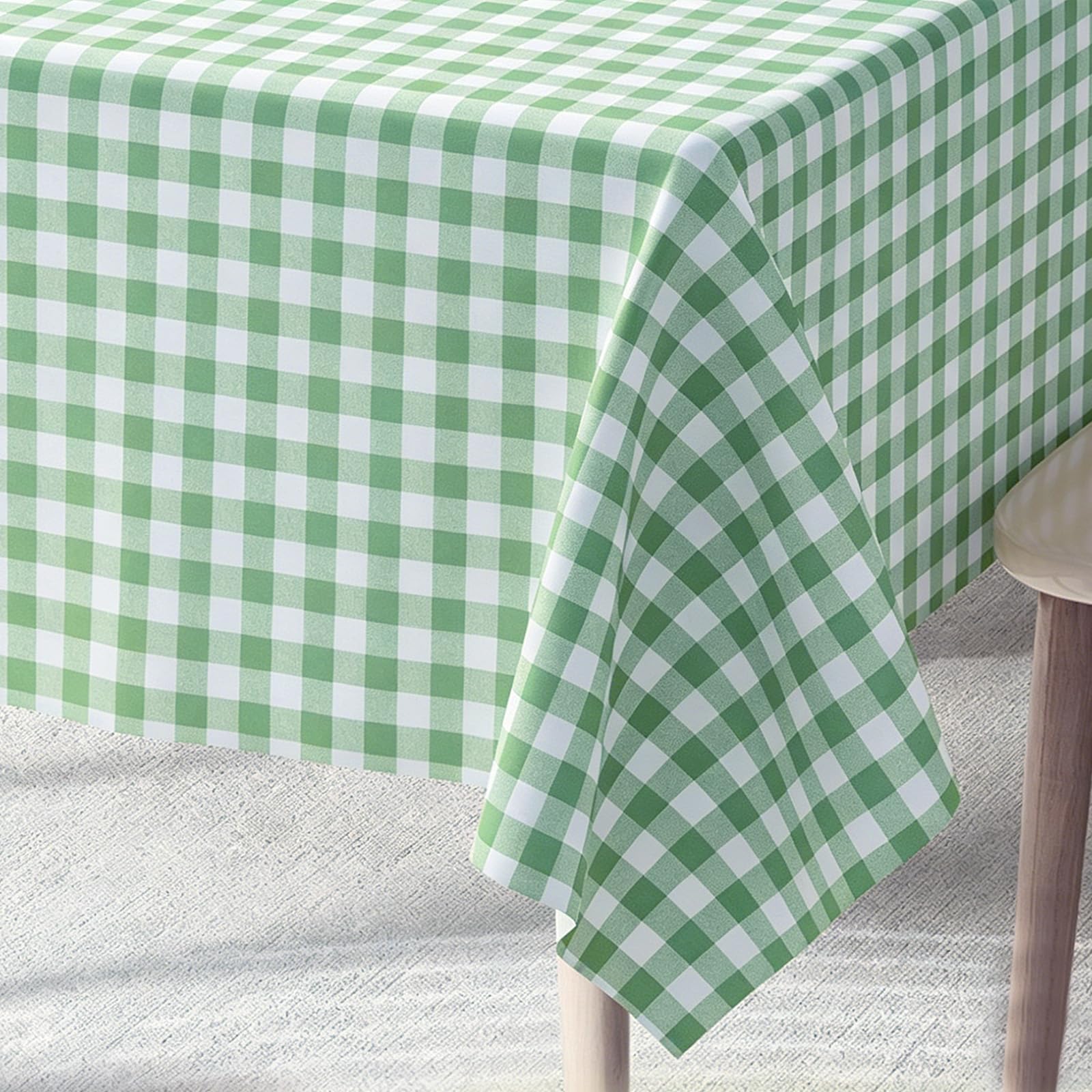 KASESSS Sage Green Gingham Tablecloth, 120x120cm Pvc Table Cloth Waterproof Oilproof Wipe Clean Tablecloths, Table Cover for Square and Round Tables for Garden Dining, Patio, Balcony, Kitchen, Picnic
