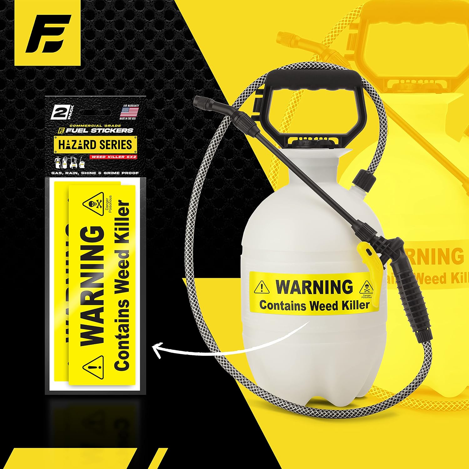 Weed Killer Sticker - Warning Signage for Pump and Garden Sprayers: Weather and Fade Resistant, Extreme Stick, Commercial Grade, Weed Killer Labels - USA Made (2 Labels) image 2