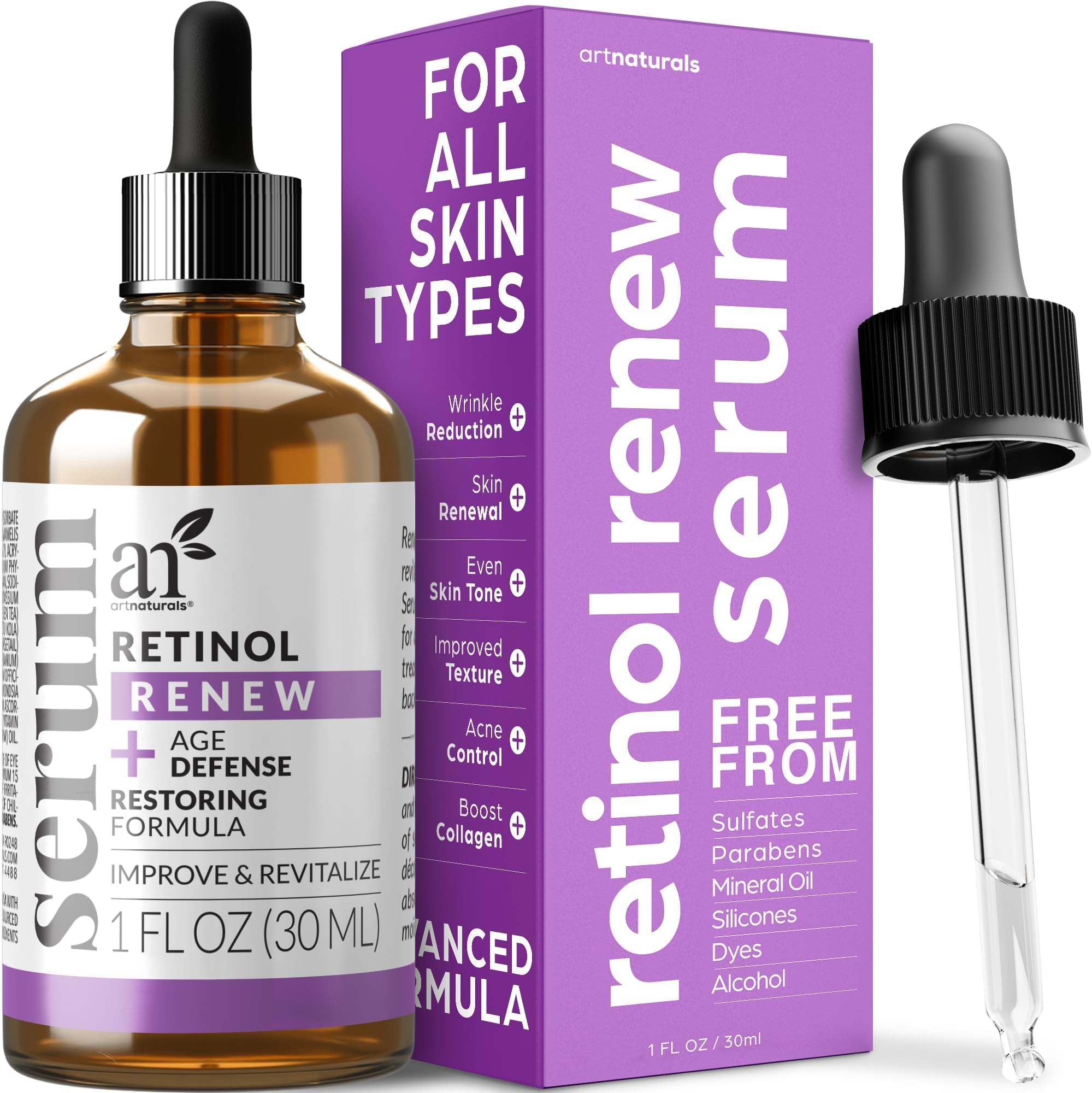 ArtNaturals Retinol Serum for Face with Vitamin C, 2.5