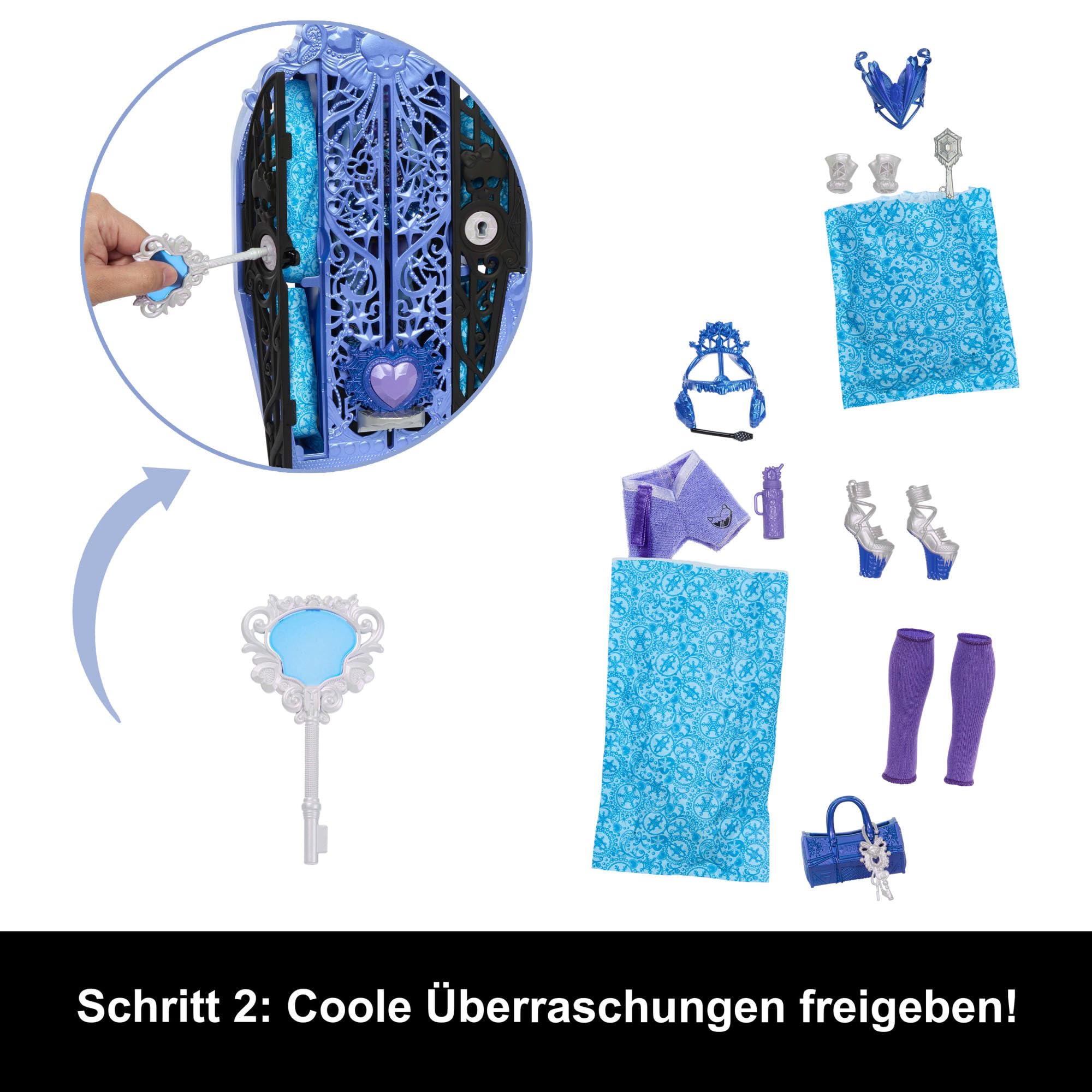 Monster High Skulltimate Secrets Puppen- und Accessoire-Set, Monster Mysteries Abbey Bominable mit Kleiderschrank und mehr als 19 Überraschungen inklusive Kleidung, HXH87