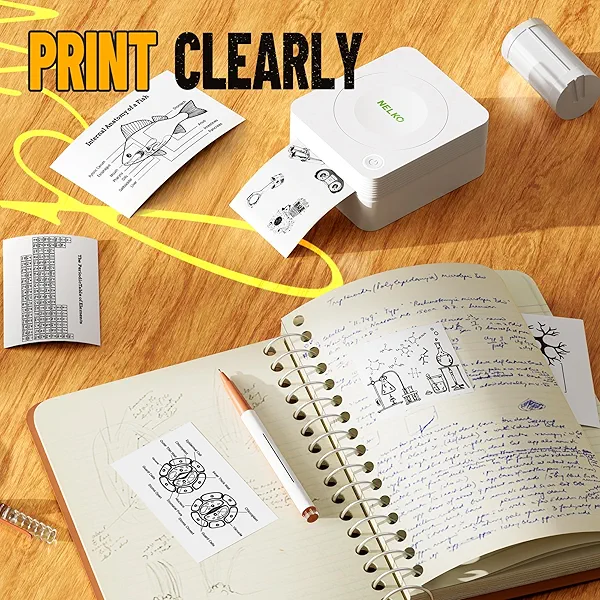 Nelko Genuine Self-Adhesive Thermal Printer Stickers, Compatible with PM230 Mini Sticker Printer, Black on White, 54mmx3.5m, 3 Rolls, Transparent
