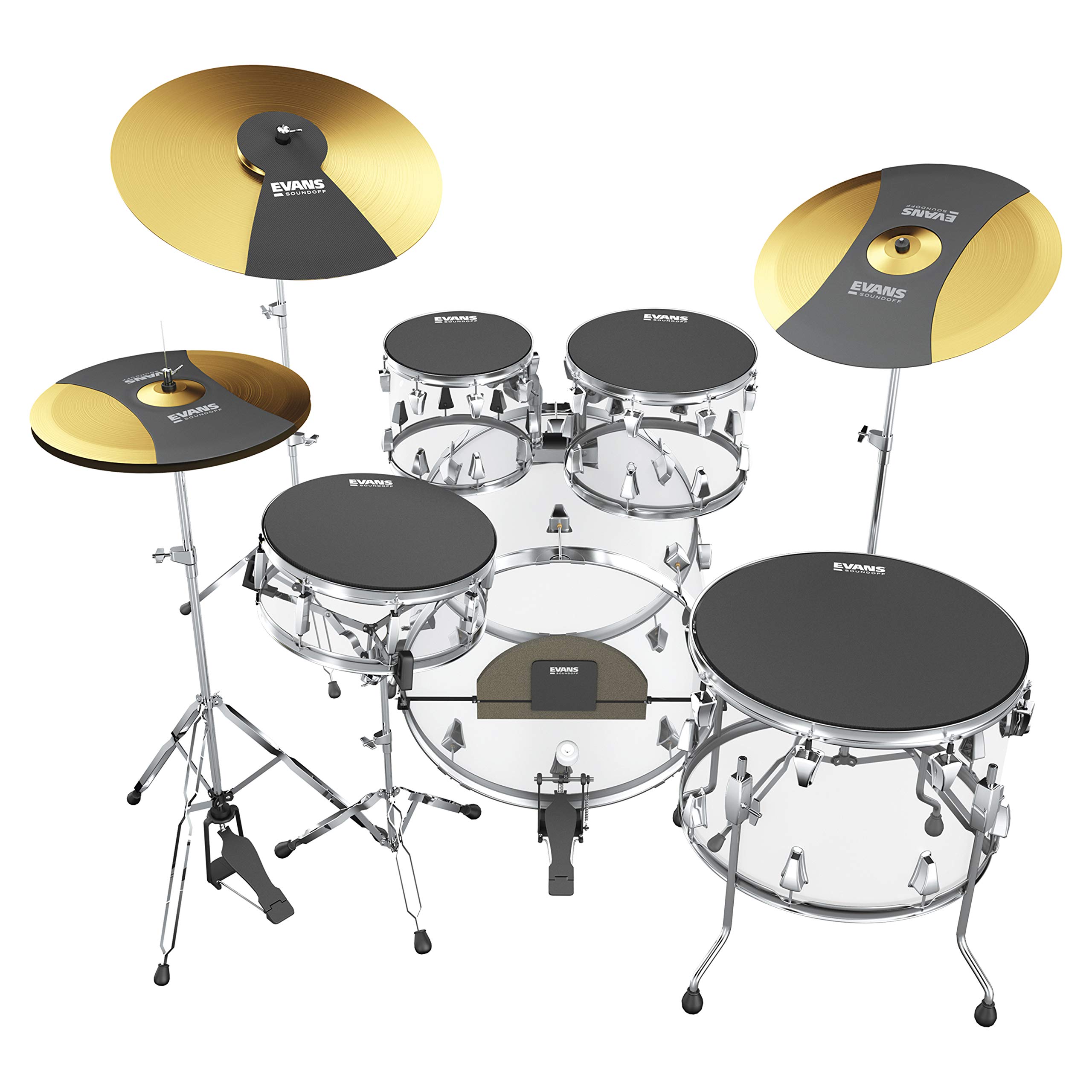 Evans SoundOff Mute Rock Box Set w/Cymbal & Bass SOSETROCK Sold By ChennaiMusicals