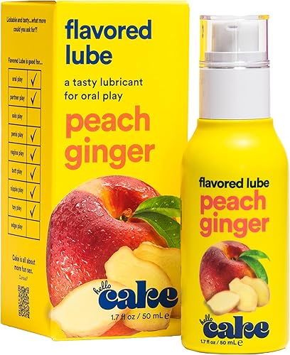 Hello Cake Sabor Melocotón y Jengibre Lubricante Personal a Base de Agua - Lubricante Sin Sabor Persistente, Fácil de Limpiar - Vegano, Sin Azúcar,