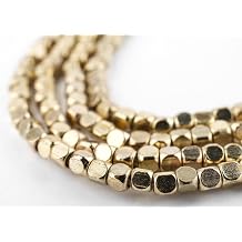 The Bead Chest Brass Rounded Cube Beads 3mm, Full Strand of Quality Metal Spacers for DIY Jewelry Design