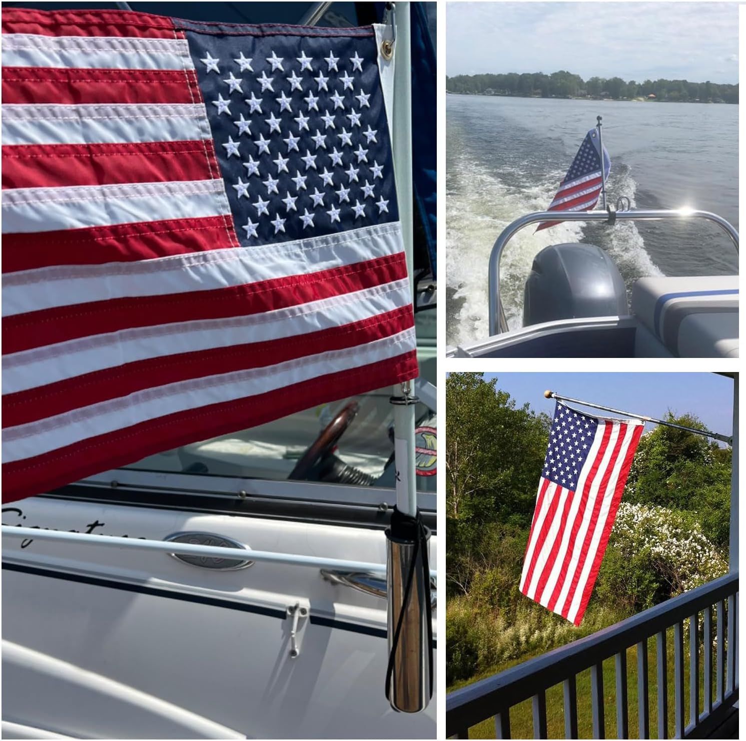 2 Pack 16x24 Inch American Flags for Boat – Heavy Duty 210D Nylon Embroidered USA Flags with 4 Flag Pole Kits, Small Marine Flag for Outdoor, ATV, Golf Cart, Mailbox, Independence Day (2 Pcs 16x24 Inch) - Image 5