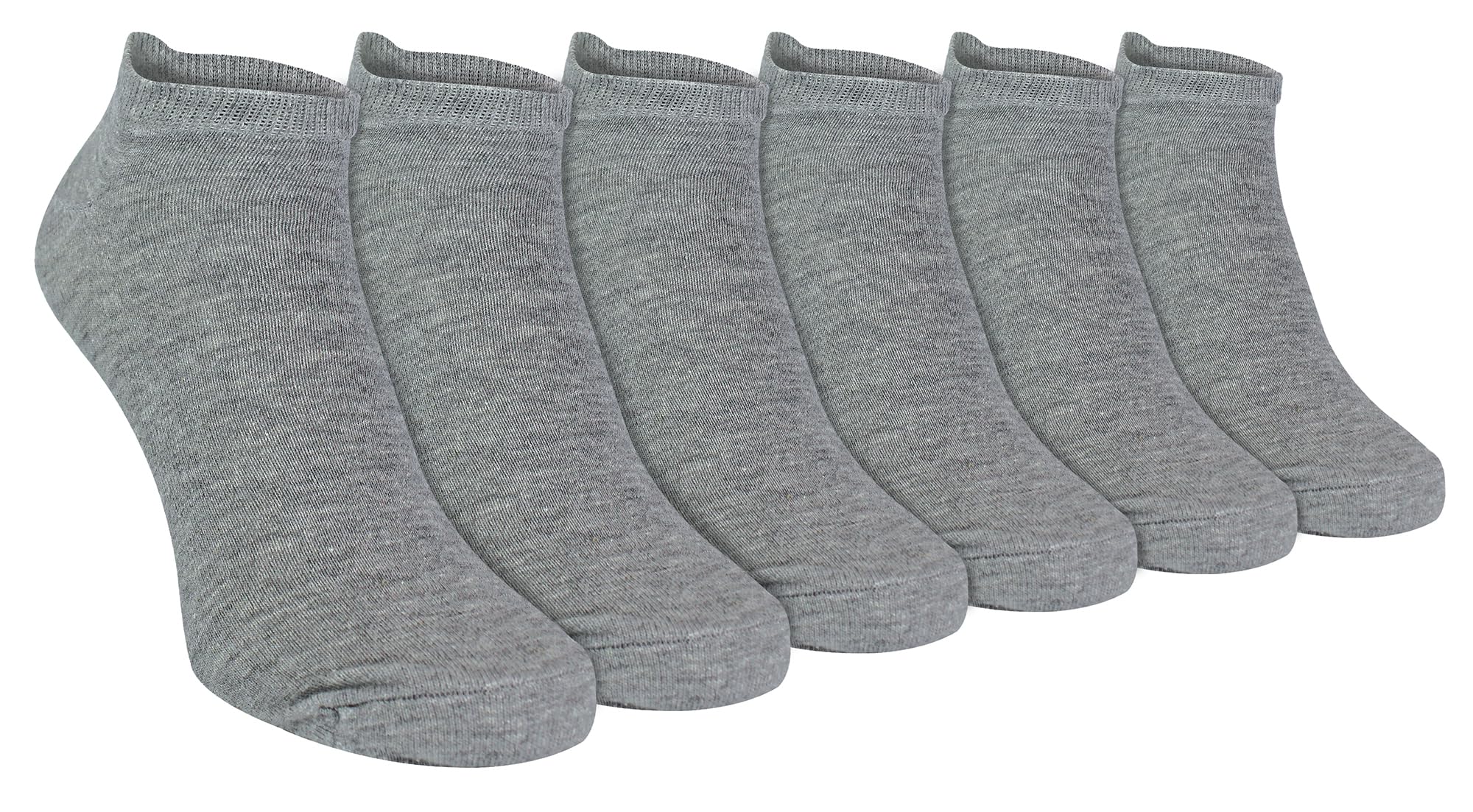 Sock Snob Men's Grey - 6 Pack Cotton Ankle Low Cut Short Quarter Gym/Trainer Socks (4-6, ) Size 4-6