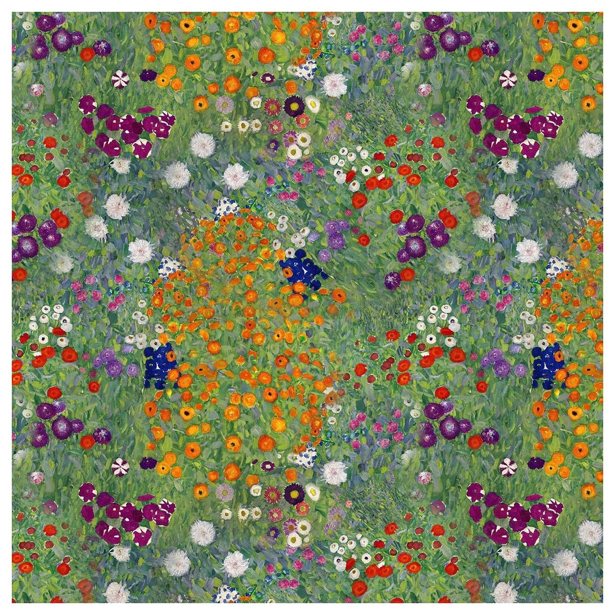 TheFabricTrade 100% Cotton Fabric Digital Printed Material Gustav Klimt Flower Garden Abstract Design, Ideal for Arts & Crafts, Quilting - 2 Metre (200cm x 140cm)