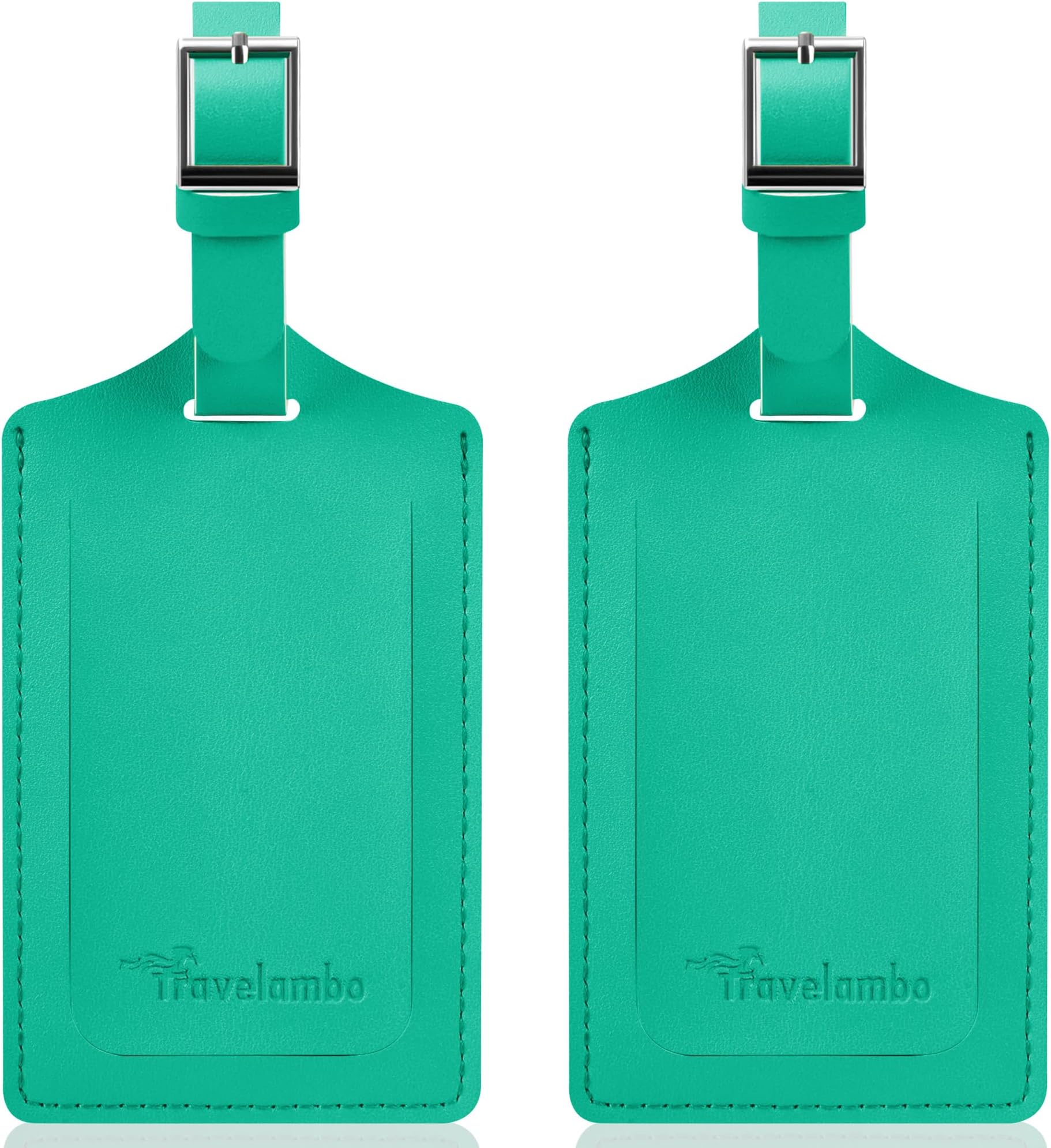 Travelambo Leather Luggage Bag Tags (Green 7131 Blooming Green)