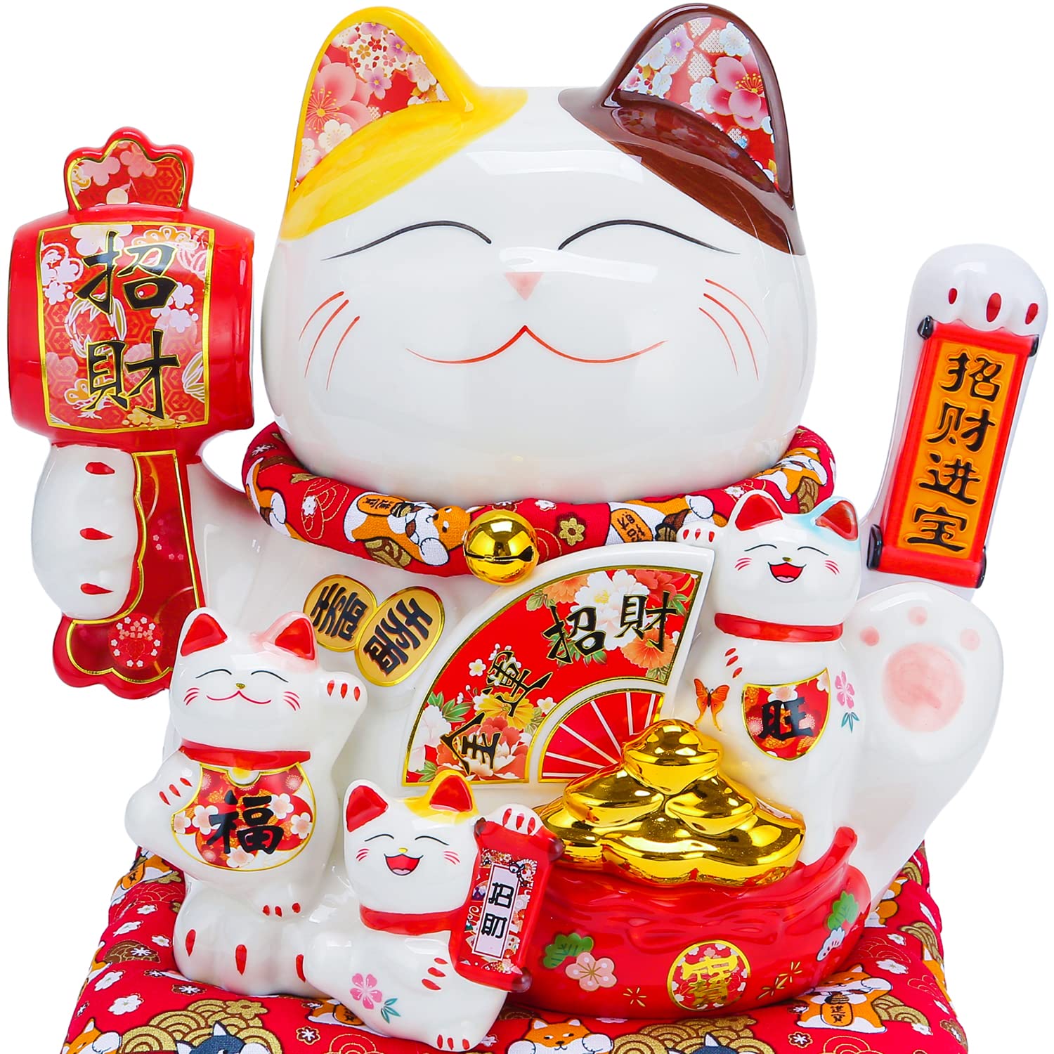開運絵画　❀金運招財招き猫❀手が常に動く 開運金招き猫 額付 開運と幸福絵画•風水癒しとヒーリング