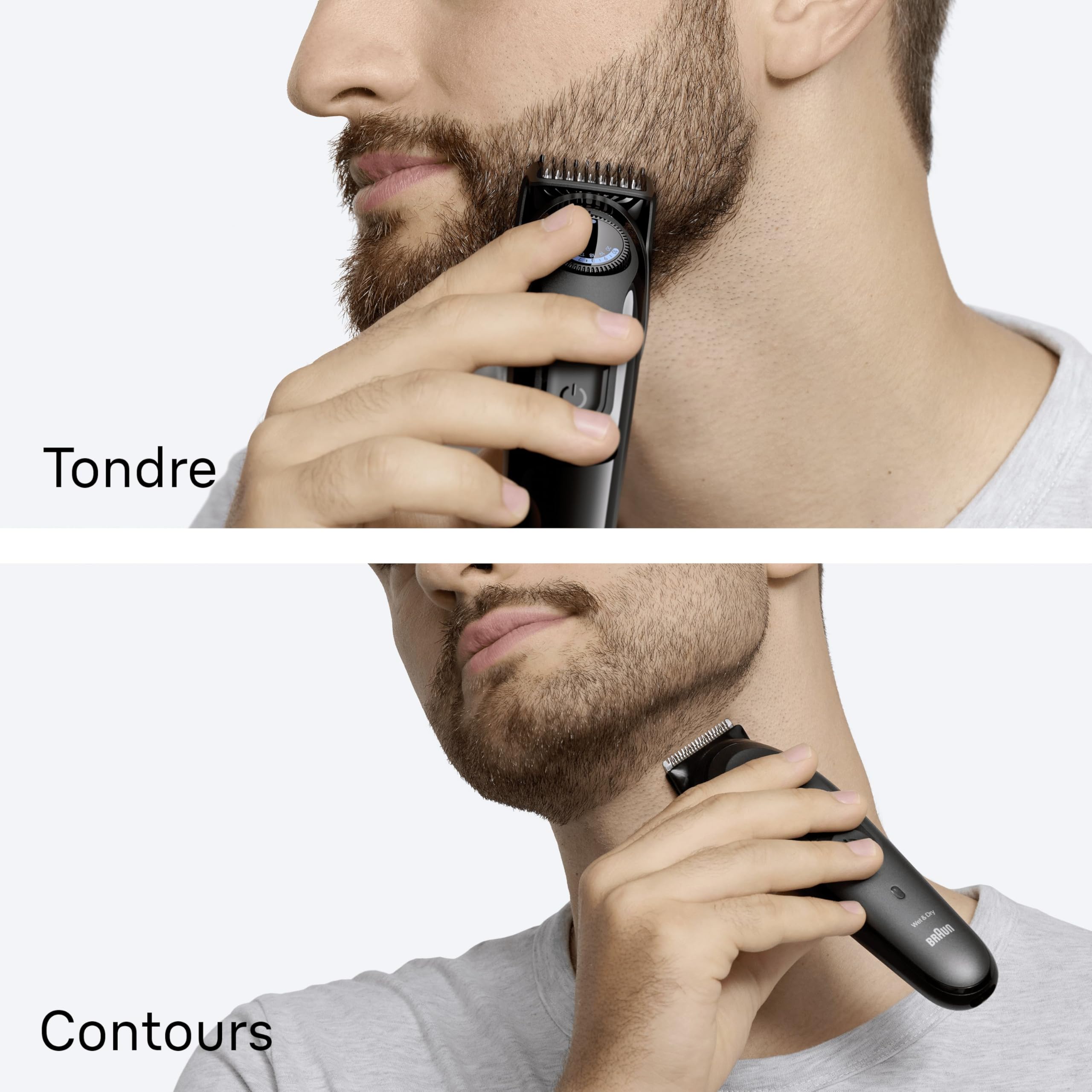 Braun Tondeuse Barbe Homme Series 3 BT3520, Noir et Bleu – Batterie Rechargeable, sans Fil, 40 Longueurs, Lame Affutée, Coffret avec +3 Outils de Barbier