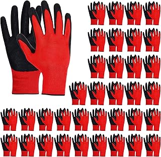 36 Pairs Garden Gloves Bulk for Men Women, Rubber Coated Safety Work Gloves, Nitrile Wear-resistant Landscaping Glove for Gardening, Construction Work