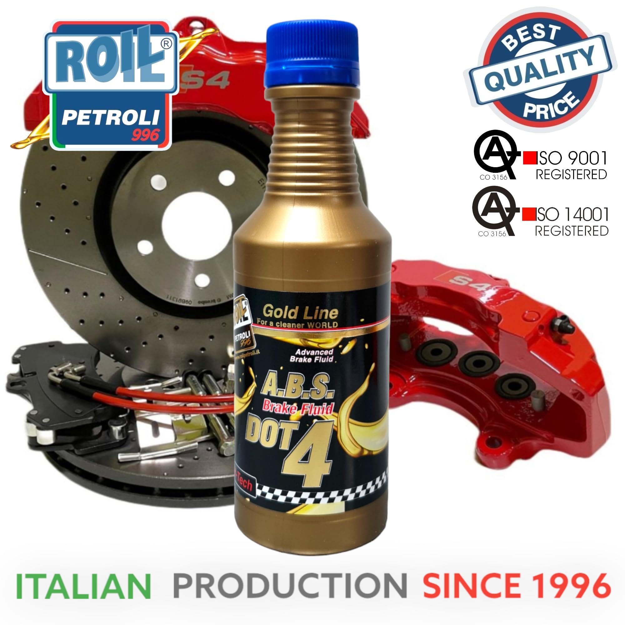 Roil Fluido Freni Brake DOT 4 ABS - Pratico Flacone richiudibile - 250 ml.