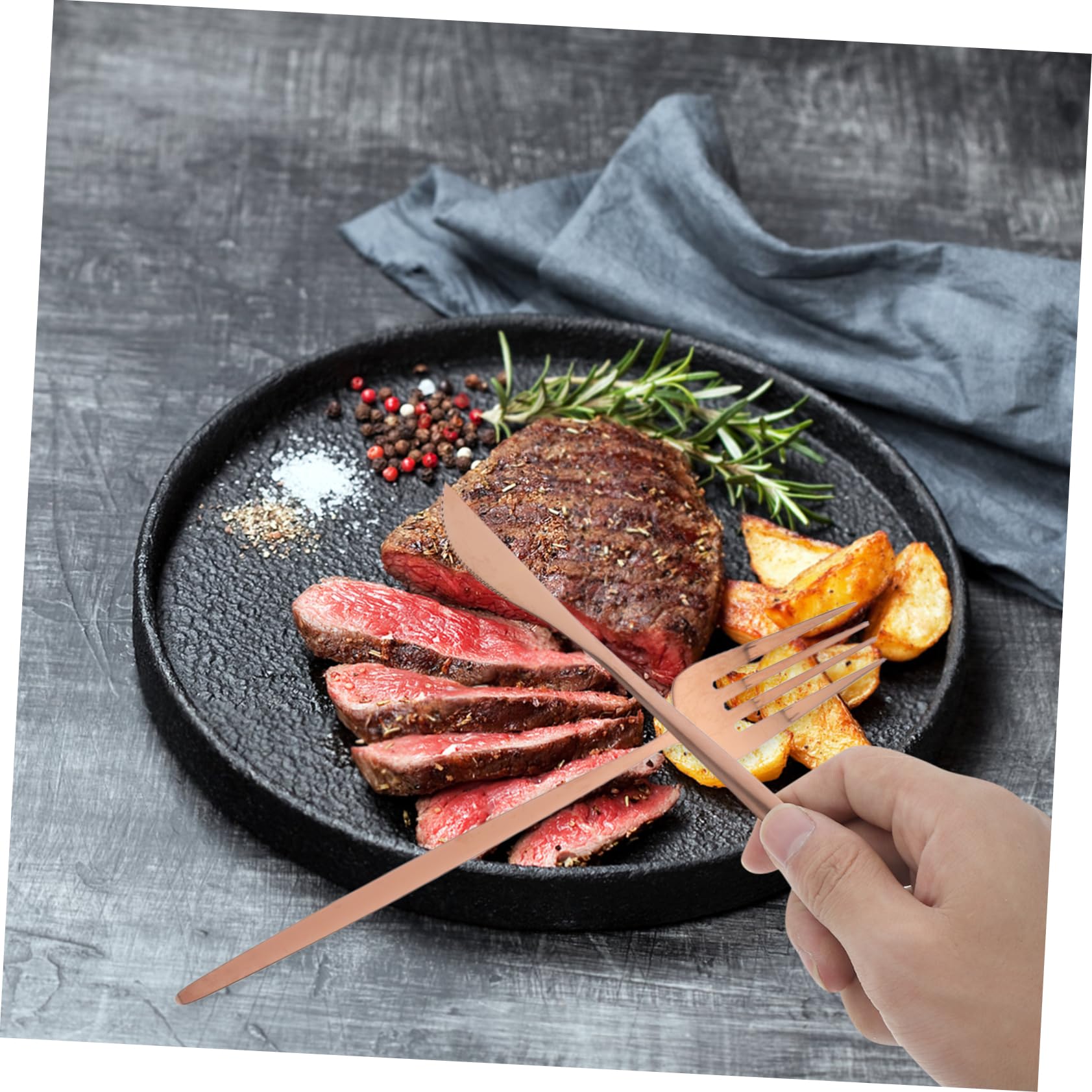 PartyKindom Set de Couverts en Acier Inoxydable 30 Pièces Couteaux, Fourchettes et Cuillères, Design Élégant et Facile à Nettoyer pour Repas Quotidiens et Repas en Famille