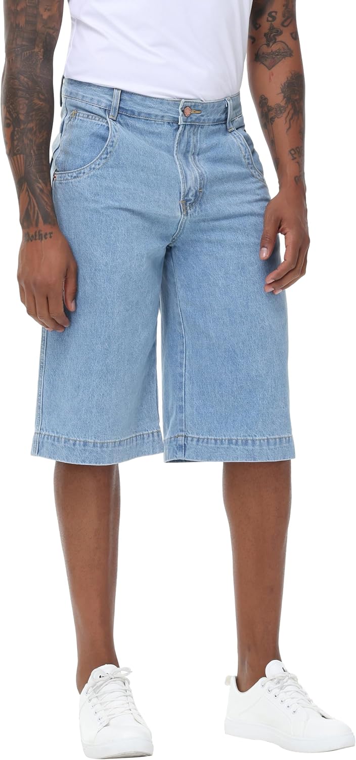 Men's Baggy Jean Shorts Y2K Streetwear Jorts - Loose Fit Wide Leg Denim Vintage 90s Hip Hop 12oz Cotton - Image 4