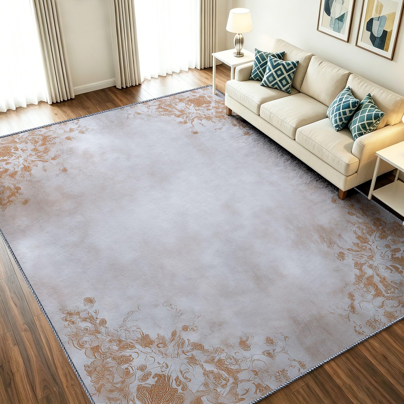 Tapis lavable et antidérapant gris 140x200 cm ultra doux