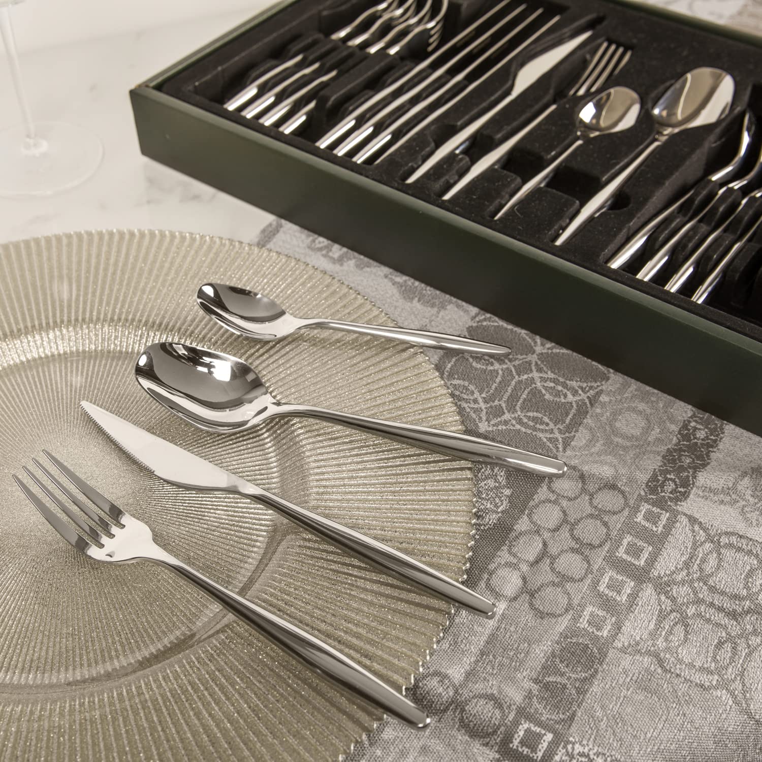 KASANOVA Set posate Gamma da 24 pezzi, in acciaio inox grigio Tavola