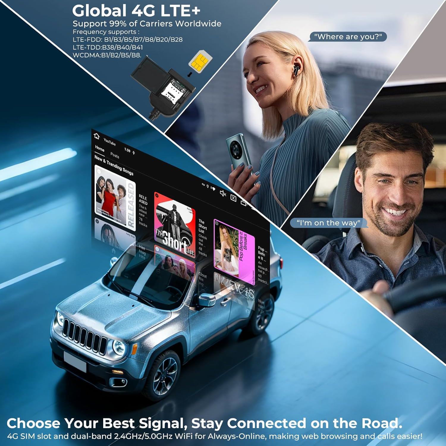 Car Radio Stereo for Jeep Renegade 2015 2016 2017 2018 2019 2020, Android 14 GPS Navigation 9" HD IPS QLED 720 * 1280P Screen Built-in Autoplay Carplay 4G LTE Bluetooth5.0 DSP SWC 8-core 4+64GB