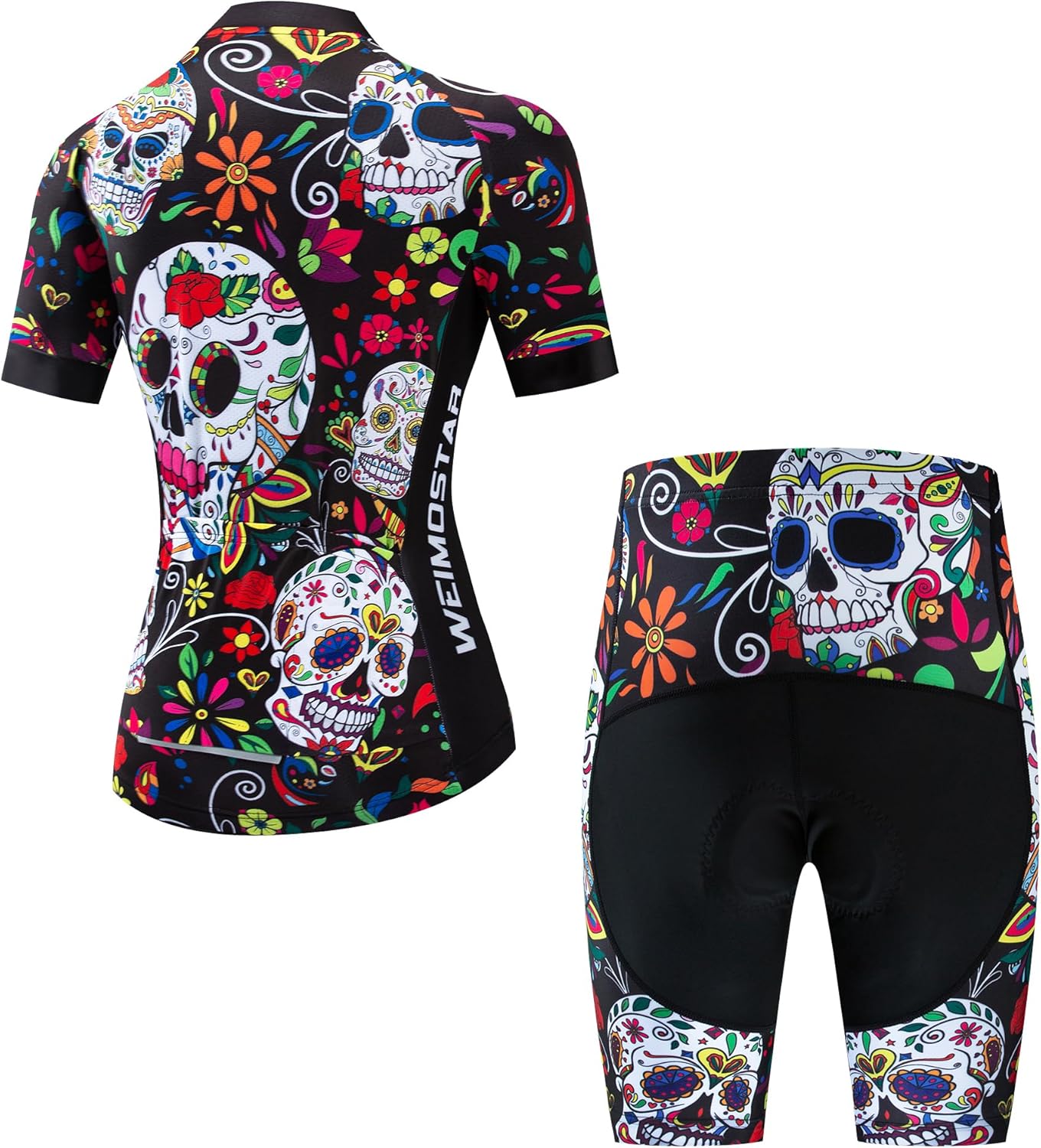 Women's Cycling Jersey Set Bike T-Shirt Reflective+5D Padded Shorts S-3XL