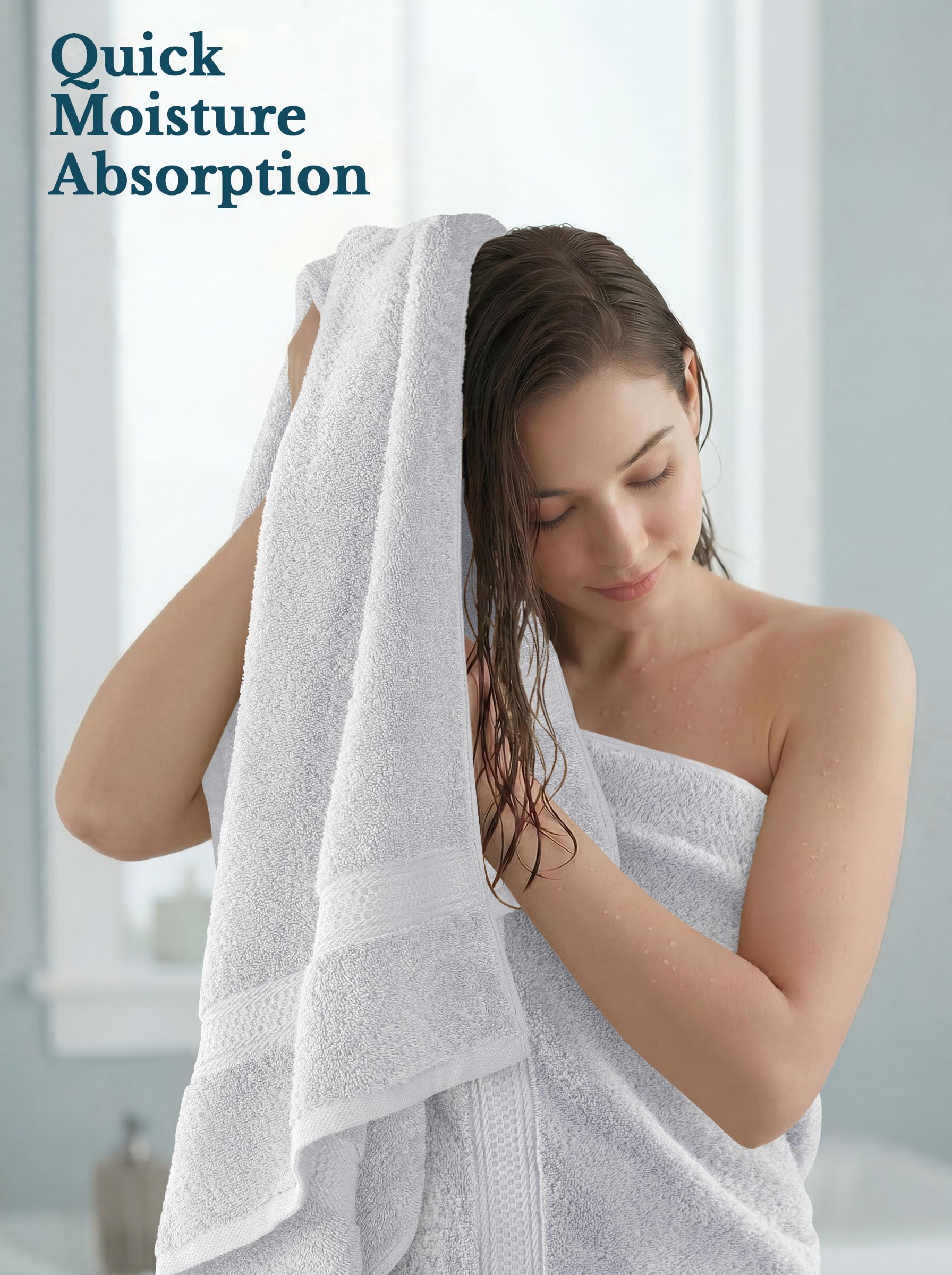 Utopia Towels Set di 4 asciugamani da bagno di alta qualità (68 x 137 cm), 100% cotone filato ad anello 600 g/m², leggeri e altamente assorbenti, ad asciugatura rapida, perfetti per l'uso quotidiano