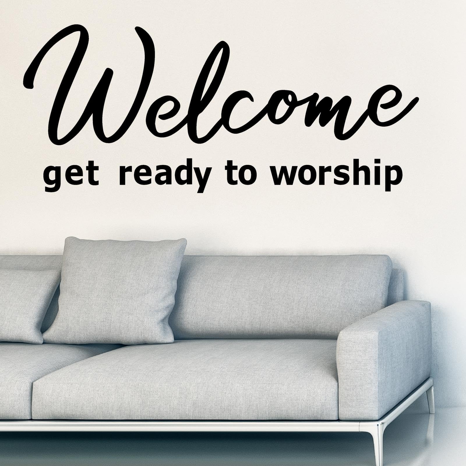 Church Quotes Wall Decals Christian Inspirational Wall Stickers Religious Welcome Get Ready to Worship Sign Motivational Vinyl Wall Art Decals for Church Living Room Office Home Decor