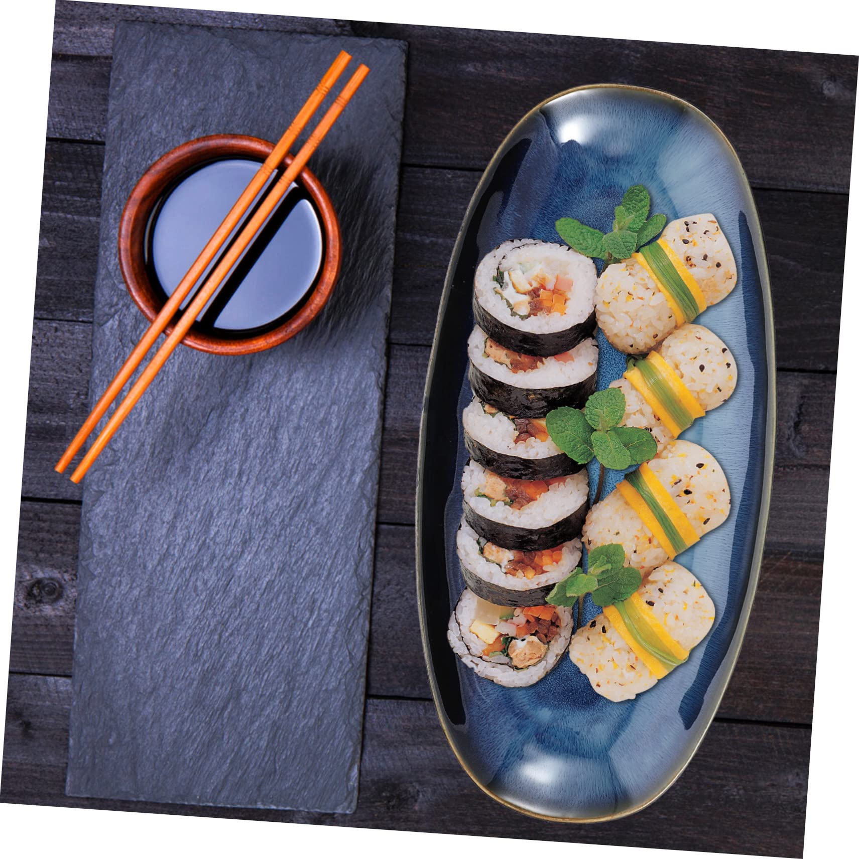 Generico Vassoio Per Pesce in Ceramica - Piatto Da Portata Multiuso Per Sushi Frutta E Antipasti