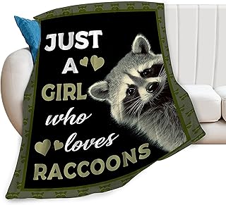Raccoon Blanket Raccoon Plush Throw Blanket Super Soft Cozy Warm Fleece Just A Girl Who Loves Raccoon Animal Bedding Blanket Gifts for Kids Girls Boys Women 40