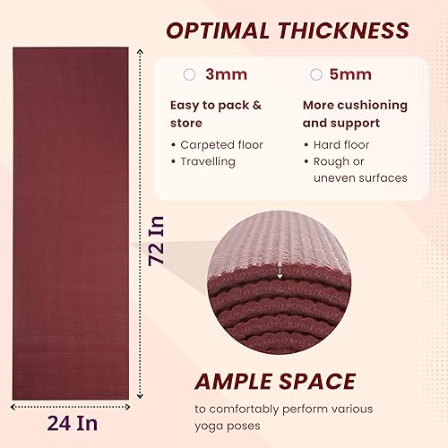 Miniatura 3 de Everyday Yoga Tapete de lujo  72 pulgadas de largo x 24 pulgadas de ancho, antideslizante, antidesgarros, 0.118-0.197 in de grosor para yoga,