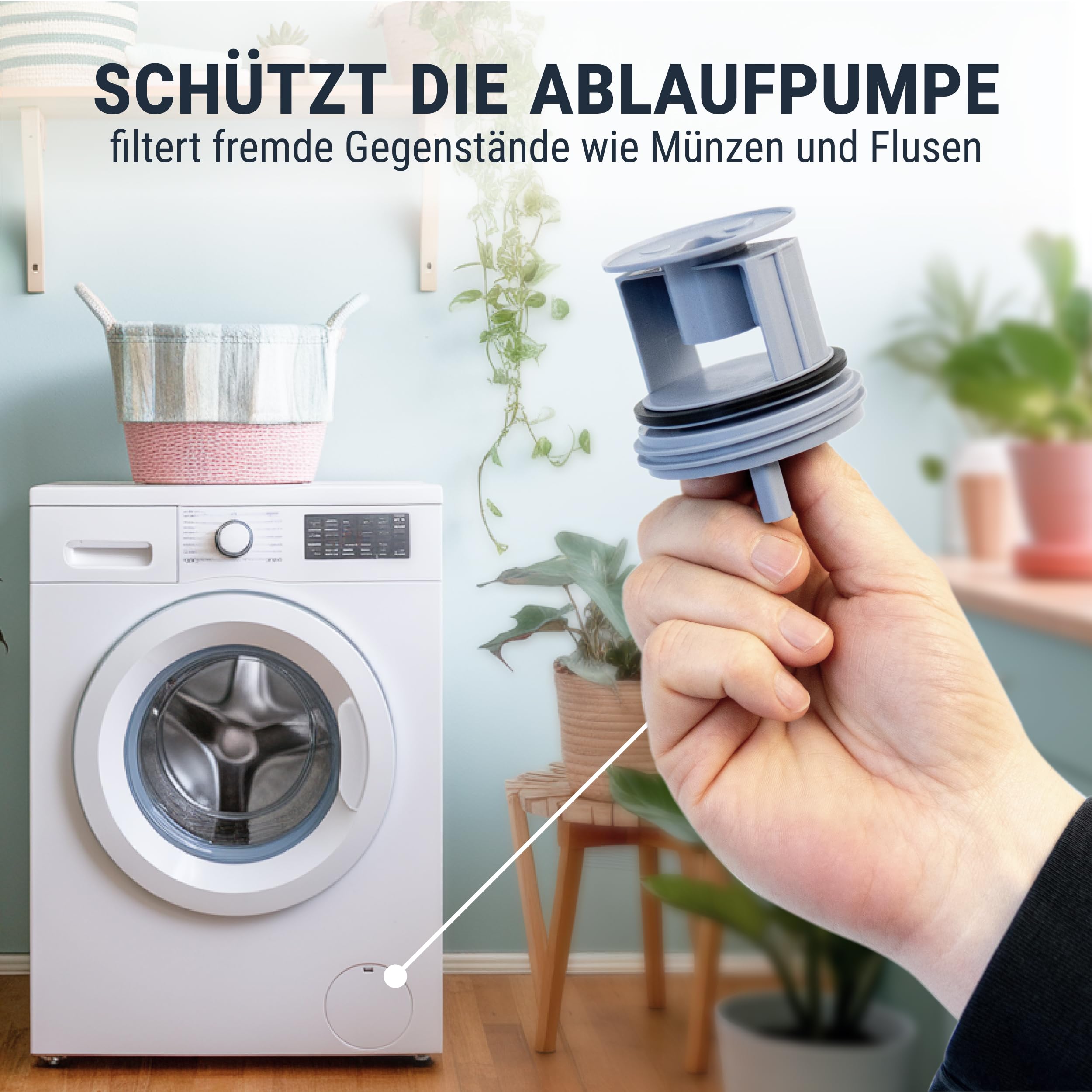 NaschLager Flusensieb 00647920 Kompatibel Mit Bosch Siemens Waschmaschinen - 64mm Blau Mit Dichtung