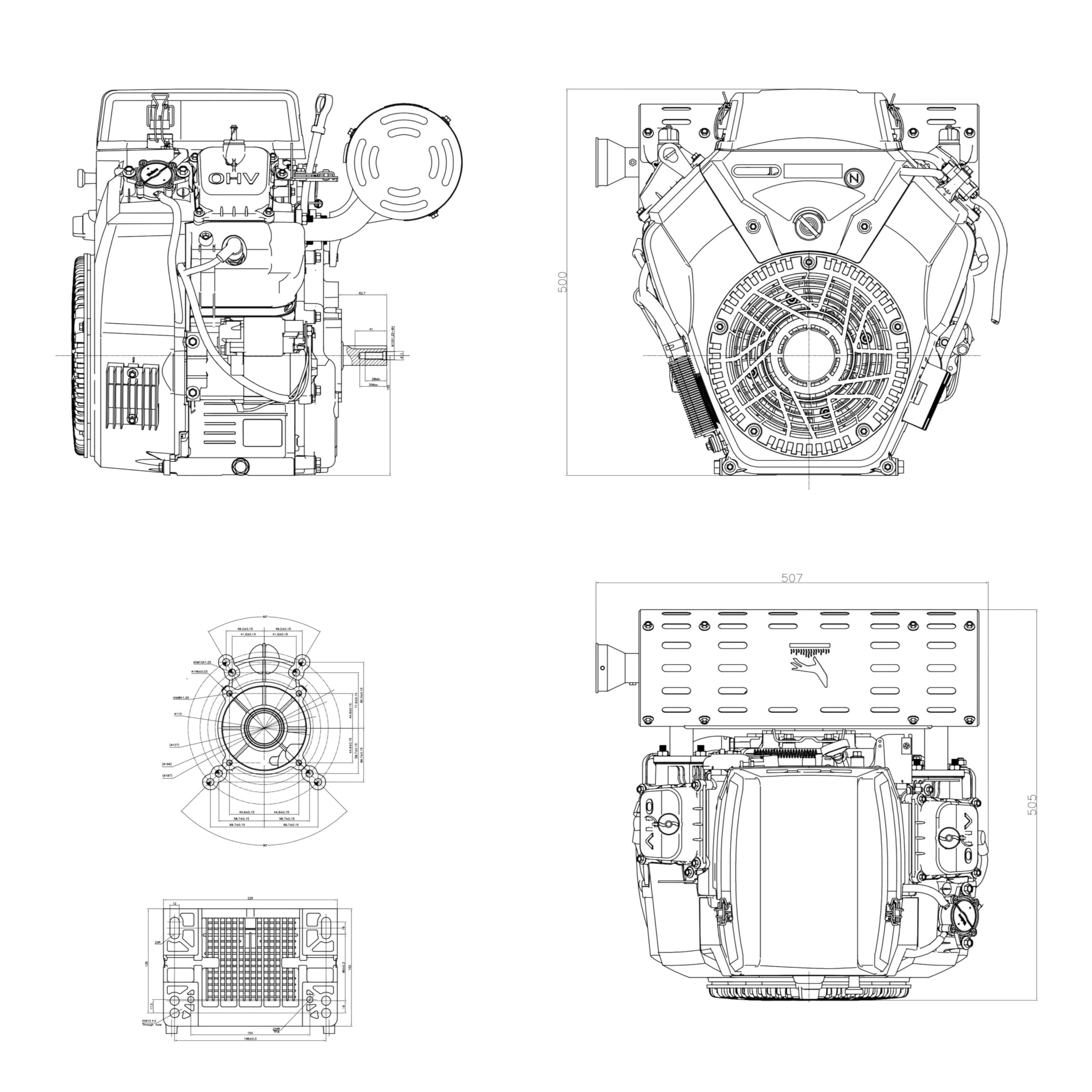 Loncin LC2V80FD Benzinmotor 25 PS 764 ccm 25.4 mm Rüttelplatte Kartmotor Einachser