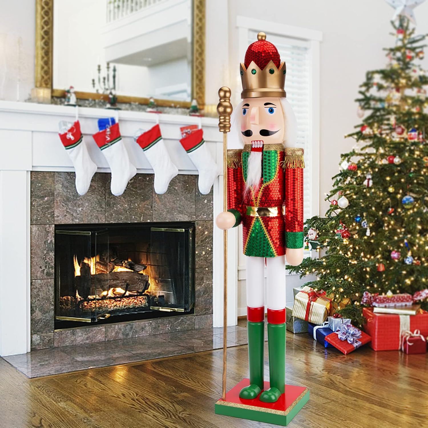 AMOR PRESENT 2.9Ft Christmas Nutcracker Figure, Large King Nutcracker