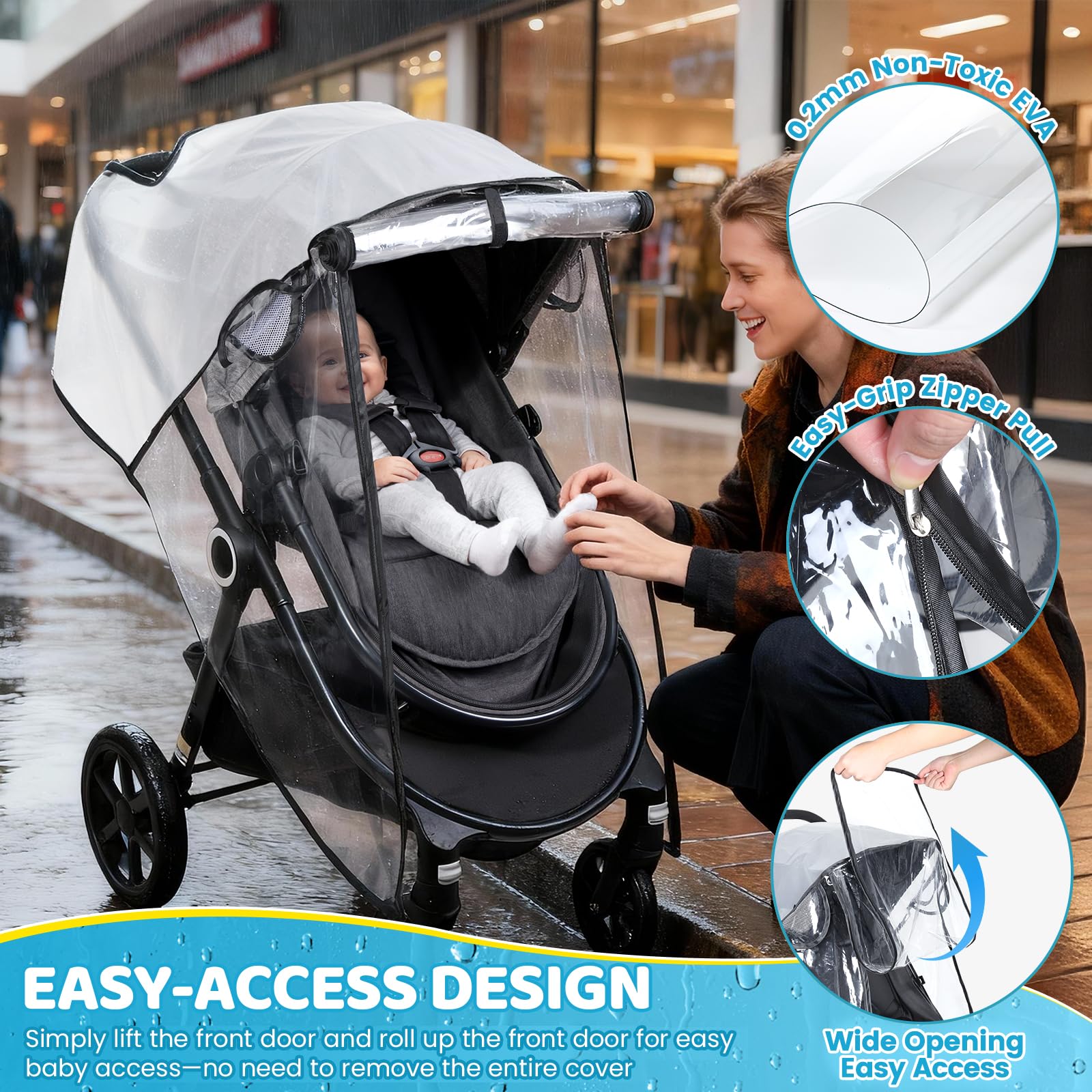 Universal Rain Cover, Zip Opening Roll-up Door for Easy Access, Food-Grade EVA, Quick Installation, Breathable, Waterproof, Odourless, Durable, Clear — view 2
