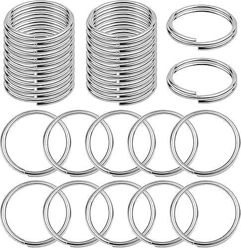 Vista 70 de Aylifu 200 anillos de metal divididos, anillos de salto de doble bucle chapados en níquel de 0.63 pulgadas, pequeños anillos de llavero de cristal
