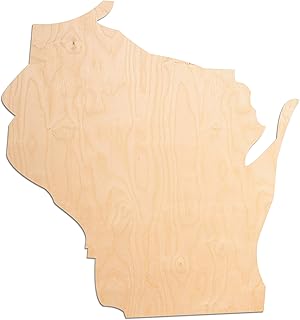 “Wisconsin”, Unfinished State Wood Cutout Shape (Wisconsin)