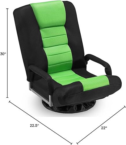 Miniatura 3 de Silla de juegos giratoria de piso con reposabrazos, sofá reclinable plegable de video con 6 posiciones ajustables, respaldo acolchado y cojín, sofá